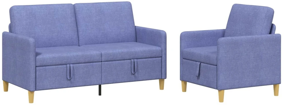 Sofa Sofos komplektas su saugojimu 2 vnt. Džinsinės mėlynos