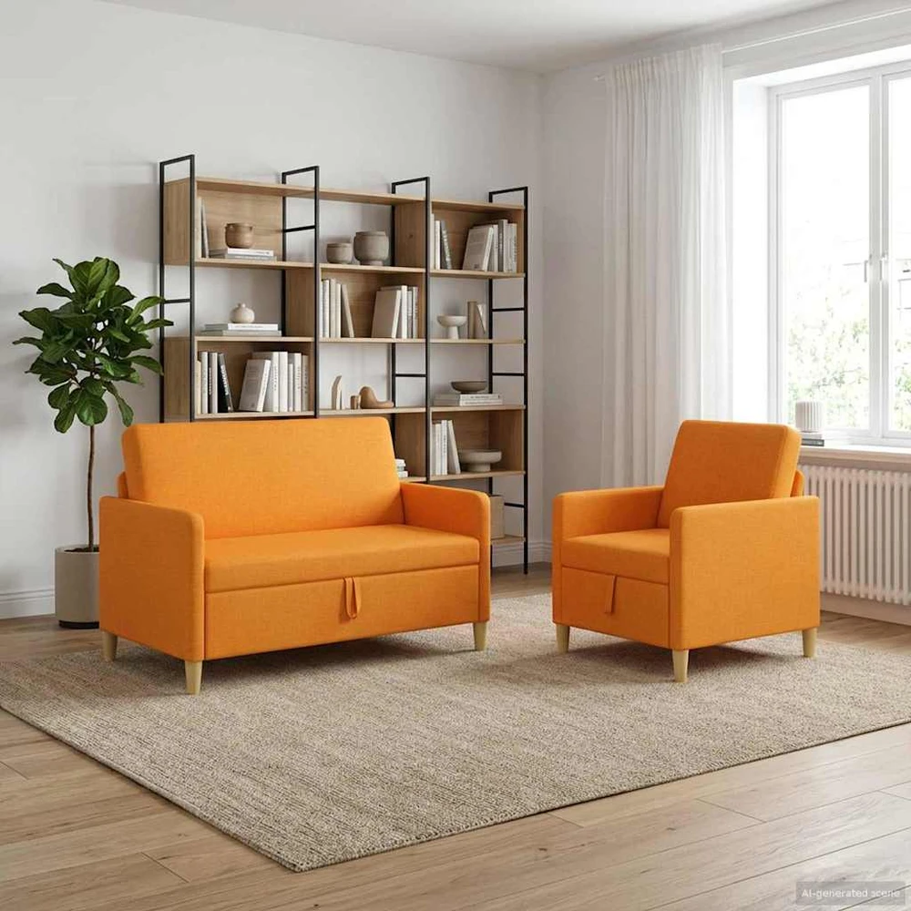 Sofa Sofos komplektas su saugojimu 2 vnt. Tamsiai geltona