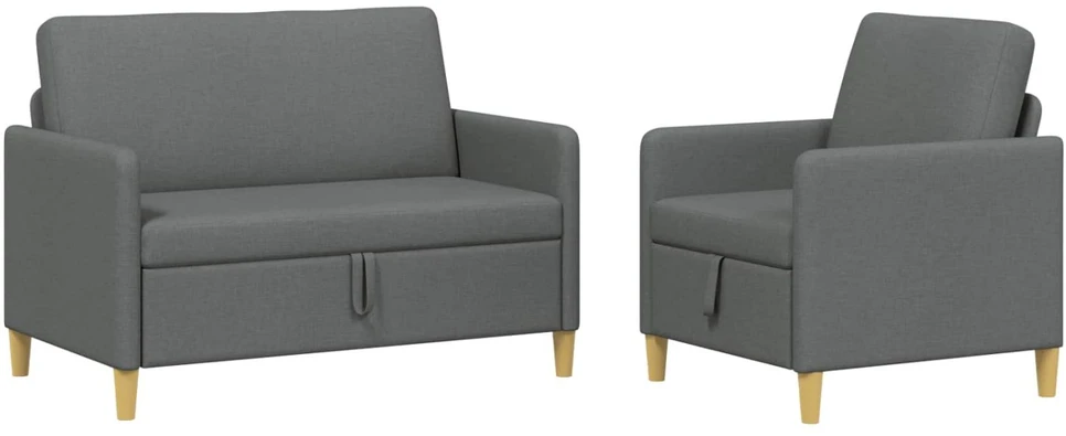 Sofa Sofos komplektas su saugojimu 2 vnt. Tamsiai pilka Poliesteris