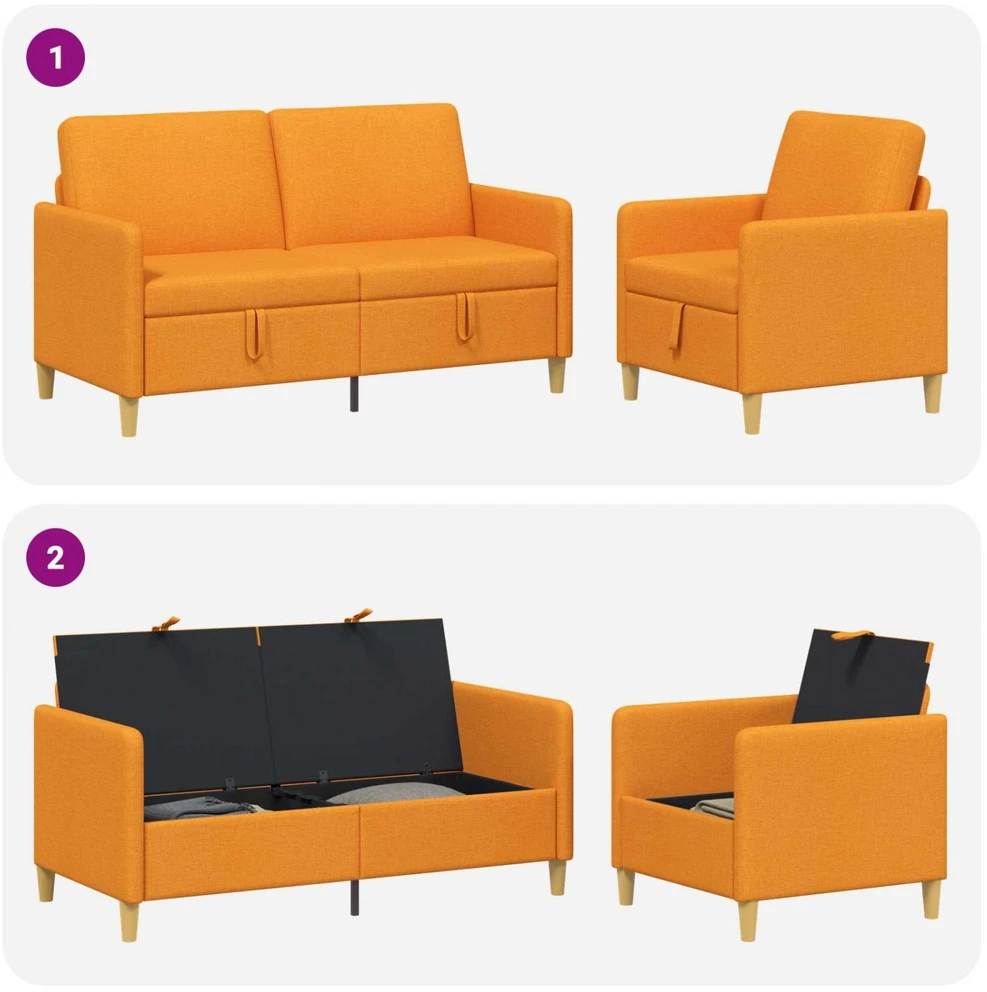 Sofa Sofos komplektas su saugojimu 2 vnt. Tamsiai geltona