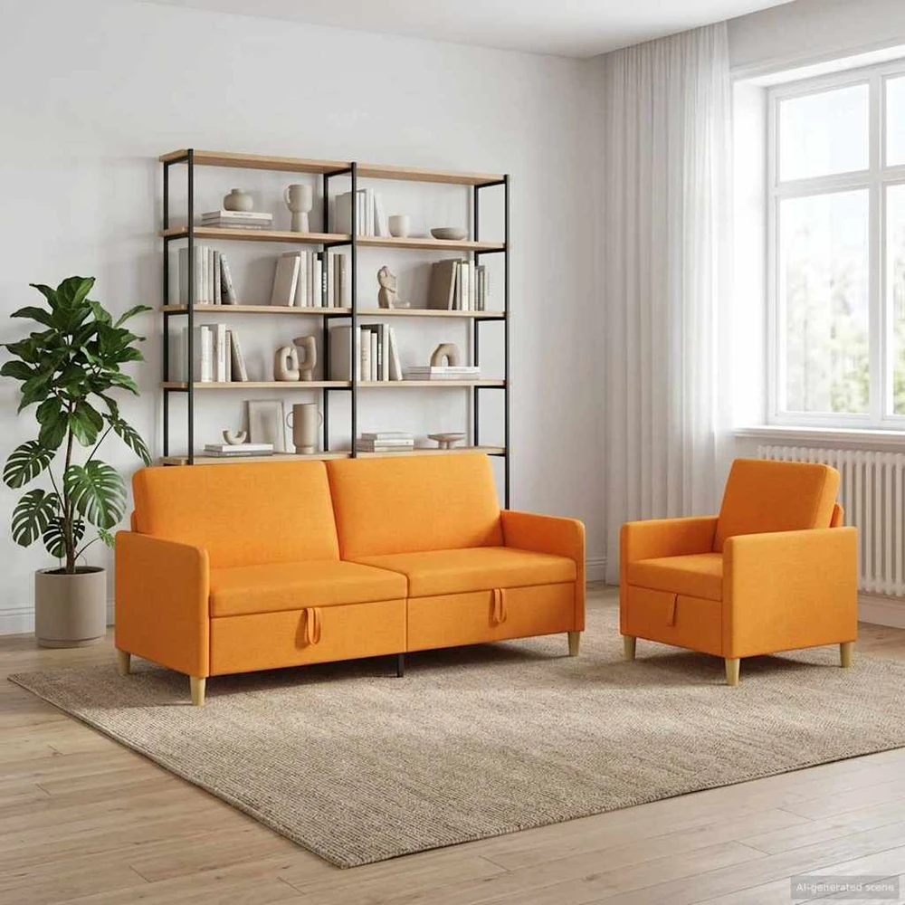Sofa Sofos komplektas su saugojimu 2 vnt. Tamsiai geltona