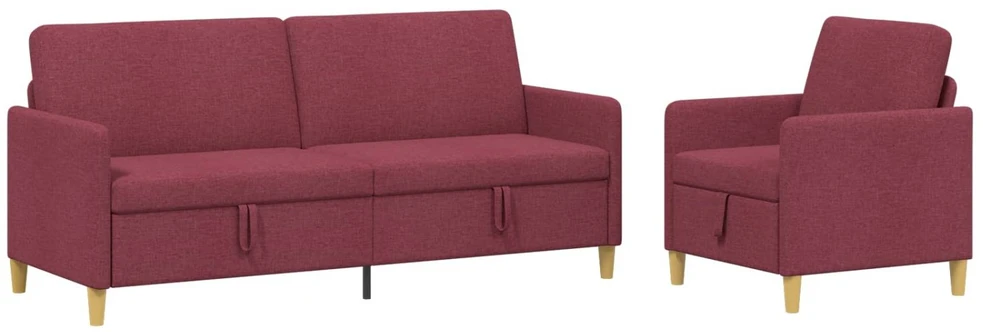 Sofa Sofos komplektas su saugojimu 2 vnt. Vyno raudona Poliesteris