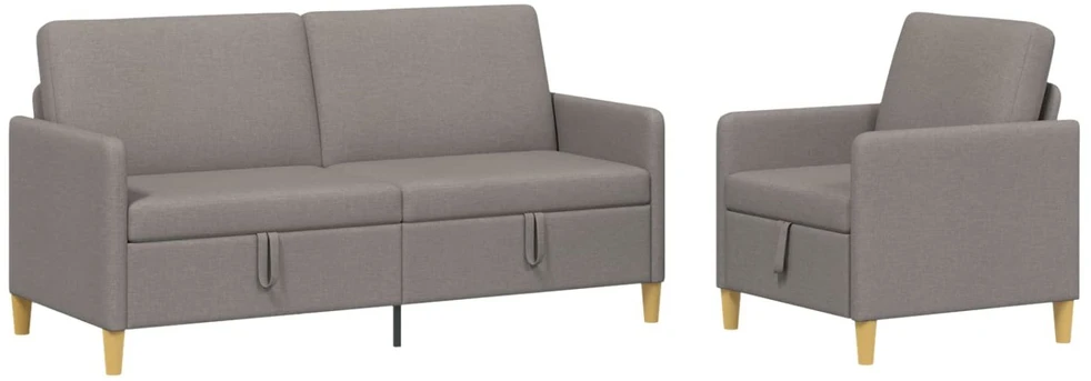 Sofa Sofos komplektas su saugojimu 2 vnt. Taupe Poliesteris