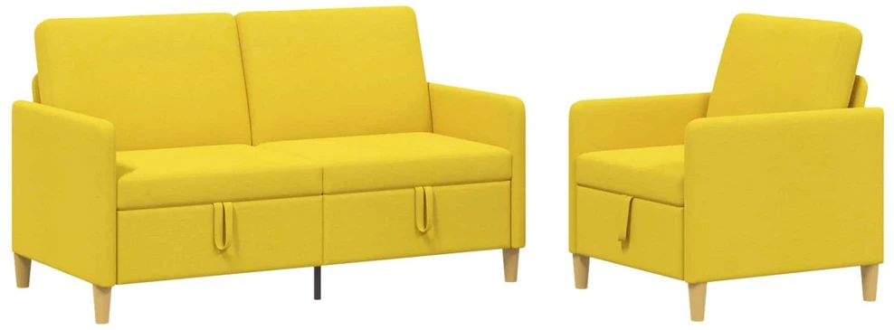 Sofa Sofos komplektas su saugojimu 2 vnt. Šviesi geltona Poliesteris