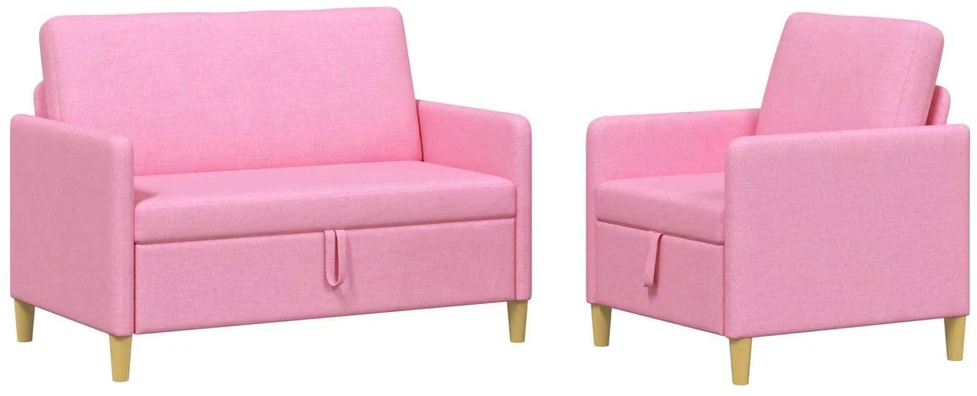 Sofa Sofos komplektas su saugojimu 2 vnt. Rožinė Poliesteris