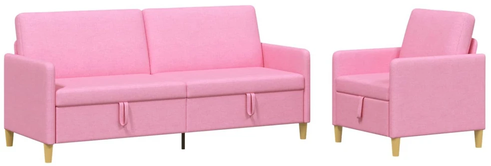 Sofa Sofos komplektas su saugojimu 2 vnt. Rožinė Poliesteris