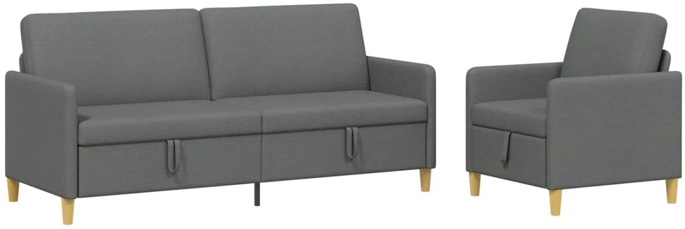 Sofa Sofos komplektas su saugojimu 2 vnt. Tamsiai pilka Poliesteris