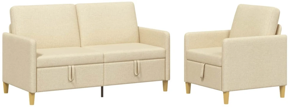Sofa Sofos komplektas su saugojimu 2 vnt. Kreminė Poliesteris