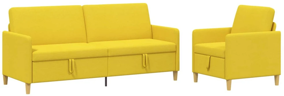 Sofa Sofos komplektas su saugojimu 2 vnt. Šviesi geltona Poliesteris