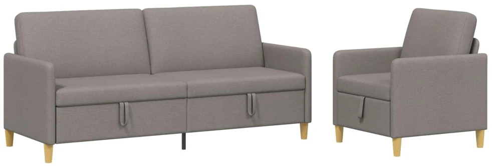 Sofa Sofos komplektas su saugojimu 2 vnt. Taupe Poliesteris