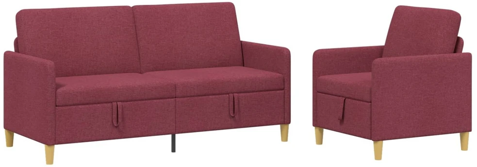 Sofa Sofos komplektas su saugojimu 2 vnt. Vyno raudona Poliesteris