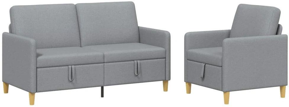 Sofa Sofos komplektas su saugojimu 2 vnt. Šviesiai pilka Poliesteris