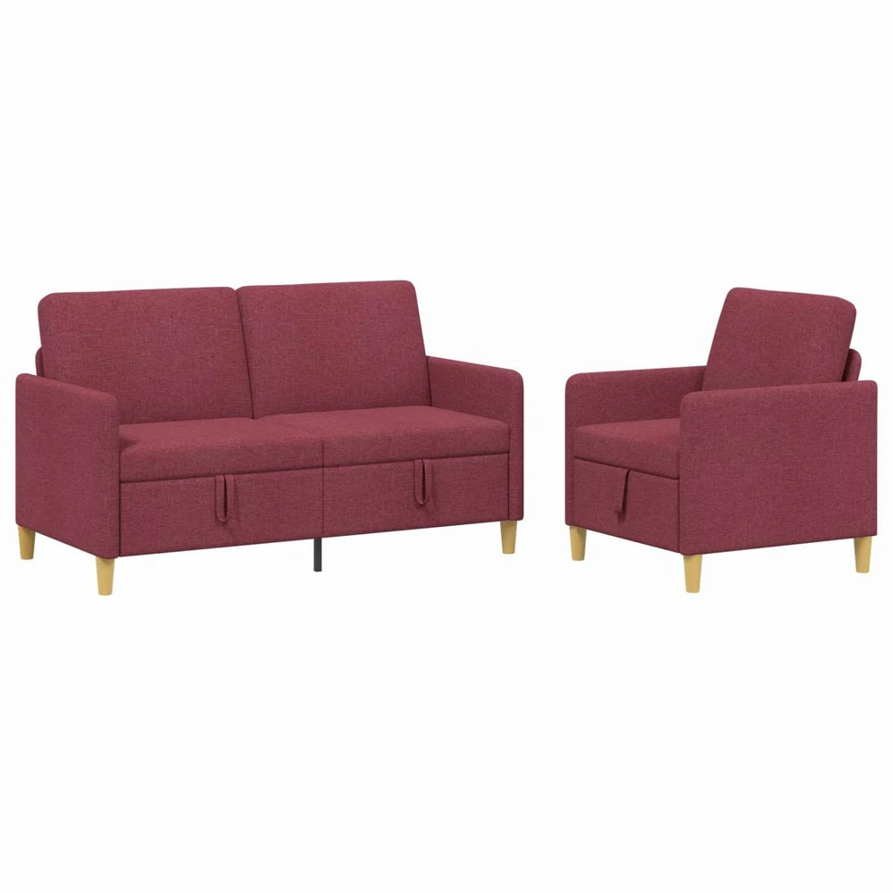 Sofa Sofos komplektas su saugojimu 2 vnt. Vyno raudona Poliesteris
