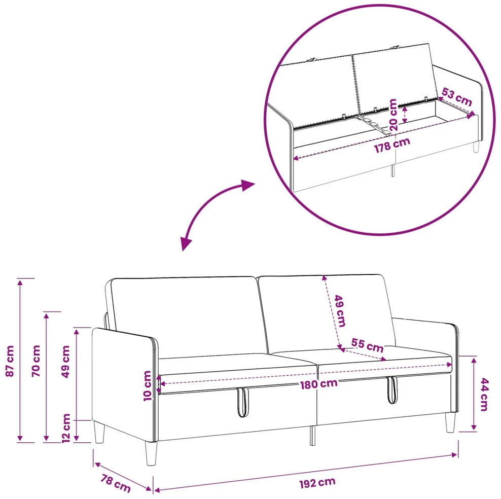 Sofa Sofos komplektas su saugojimu 2 vnt. Taupe Poliesteris