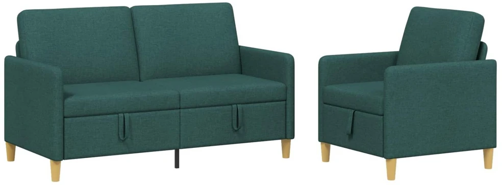 Sofa Sofos komplektas su saugojimu 2 vnt. Tamsiai žalia Poliesteris