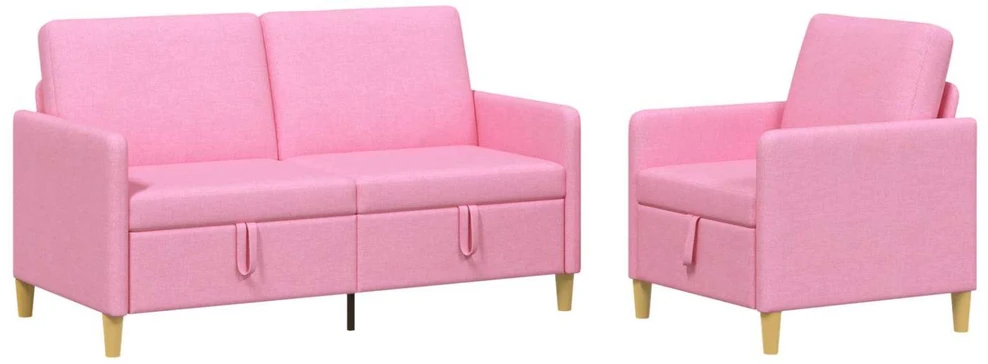 Sofa Sofos komplektas su saugojimu 2 vnt. Rožinė Poliesteris