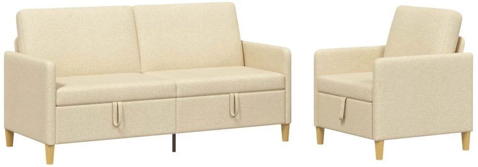 Sofa Sofos komplektas su saugojimu 2 vnt. Kreminė Poliesteris