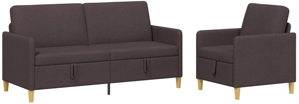 Sofa Sofos komplektas su saugojimu 2 vnt. Tamsiai rudas Poliesteris