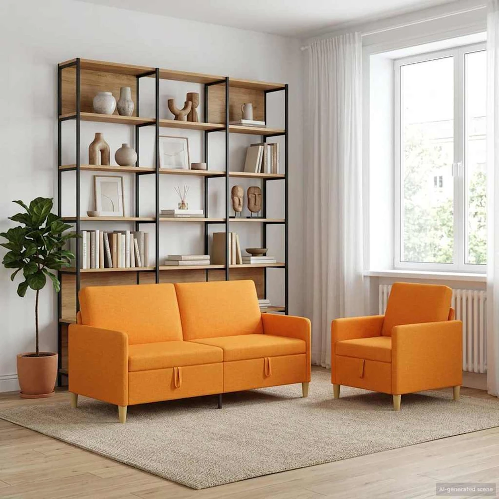 Sofa Sofos komplektas su saugojimu 2 vnt. Tamsiai geltona