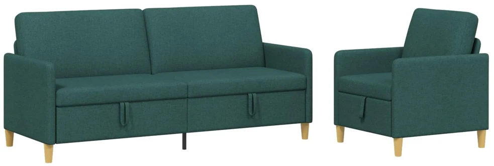 Sofa Sofos komplektas su saugojimu 2 vnt. Tamsiai žalia Poliesteris