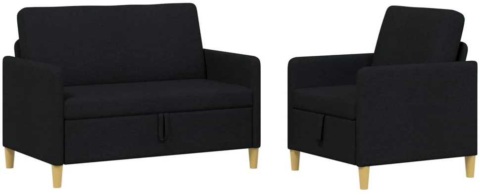 Sofa Sofos komplektas su saugojimu 2 vnt. Juoda Poliesteris