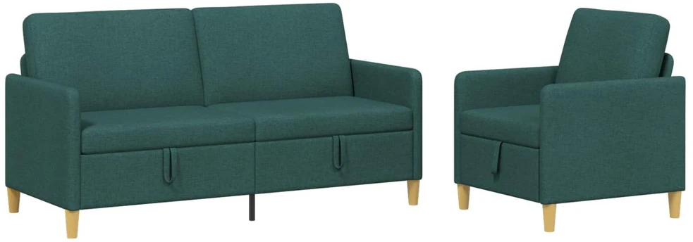 Sofa Sofos komplektas su saugojimu 2 vnt. Tamsiai žalia Poliesteris
