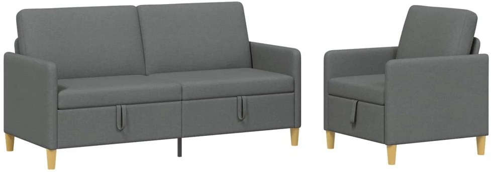 Sofa Sofos komplektas su saugojimu 2 vnt. Tamsiai pilka Poliesteris