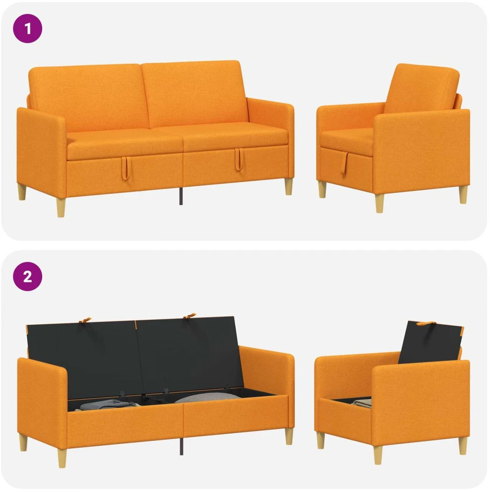 Sofa Sofos komplektas su saugojimu 2 vnt. Tamsiai geltona