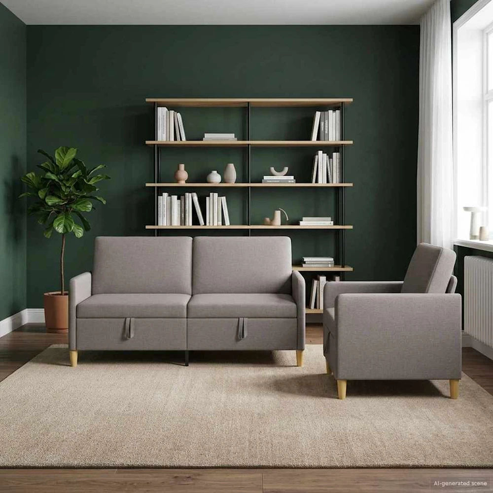 Sofa Sofos komplektas su saugojimu 2 vnt. Taupe Poliesteris