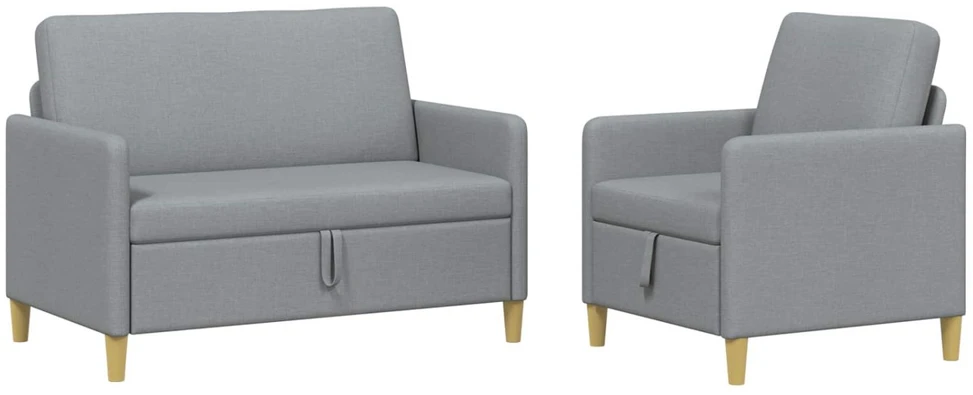 Sofa Sofos komplektas su saugojimu 2 vnt. Šviesiai pilka Poliesteris