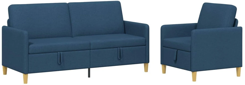 Sofa Sofos komplektas su saugojimu 2 vnt. Mėlyna Poliesteris