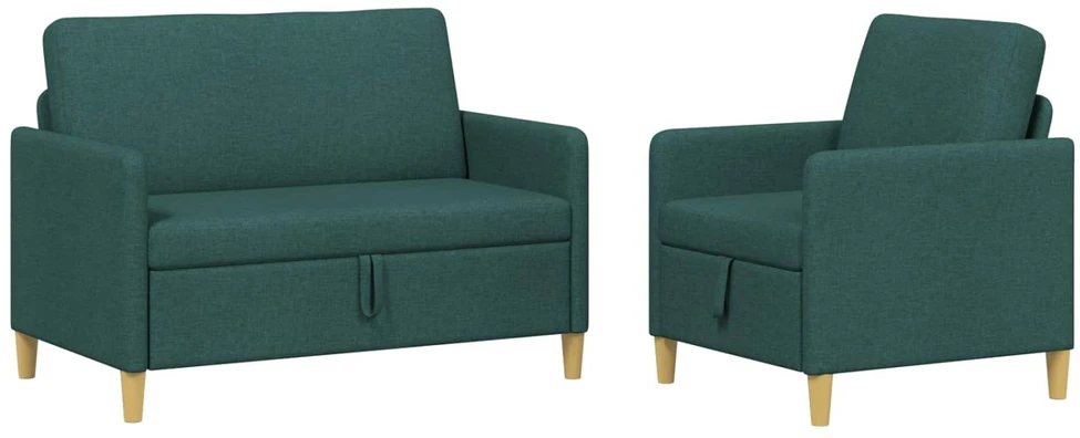 Sofa Sofos komplektas su saugojimu 2 vnt. Tamsiai žalia Poliesteris