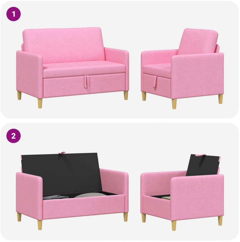 Sofa Sofos komplektas su saugojimu 2 vnt. Rožinė Poliesteris