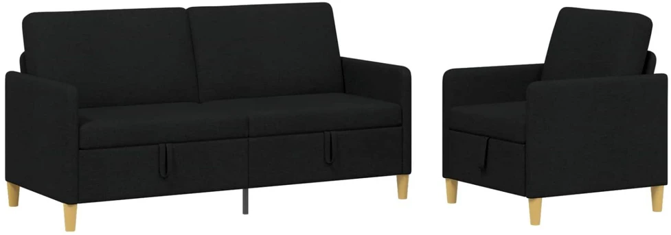 Sofa Sofos komplektas su saugojimu 2 vnt. Juoda Poliesteris