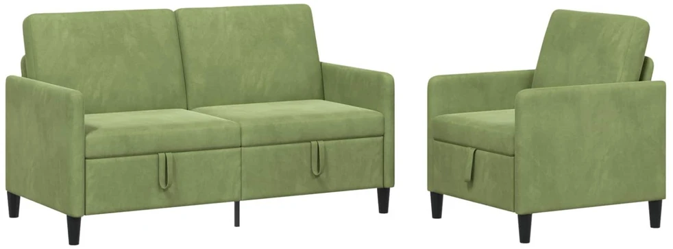 Sofa Sofos komplektas su saugojimu 2 vnt. Šviesiai žalia Poliesteris
