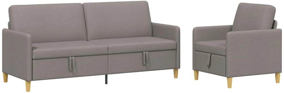Sofa Sofos komplektas su saugojimu 2 vnt. Taupe Poliesteris