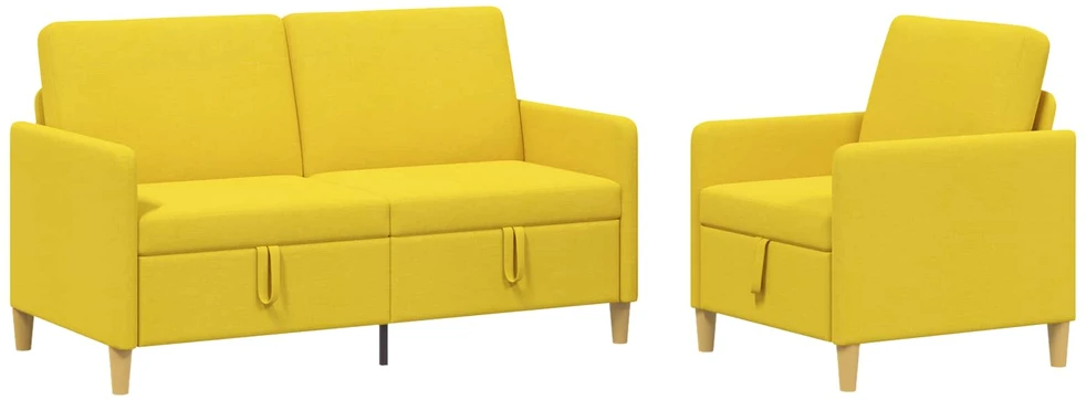 Sofa Sofos komplektas su saugojimu 2 vnt. 3 vietos Šviesi geltona