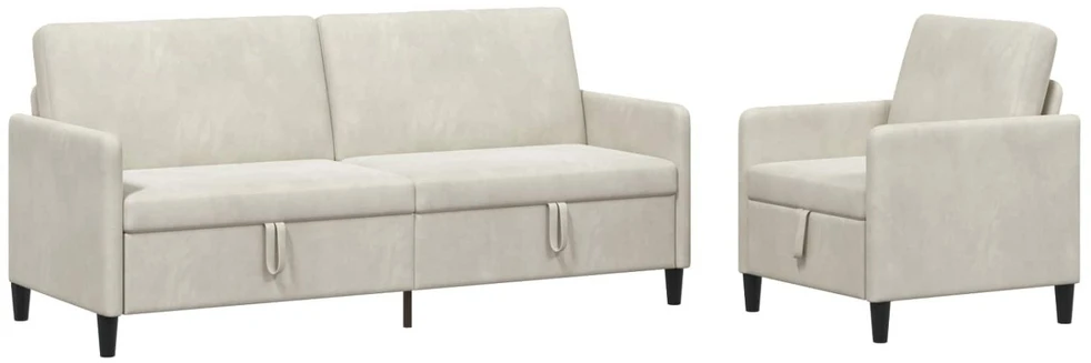 Sofa Sofos komplektas su saugojimu 2 vnt. Kreminė Poliesteris