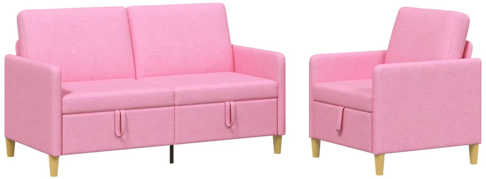 Sofa Sofos komplektas su saugojimu 2 vnt. Rožinė Poliesteris