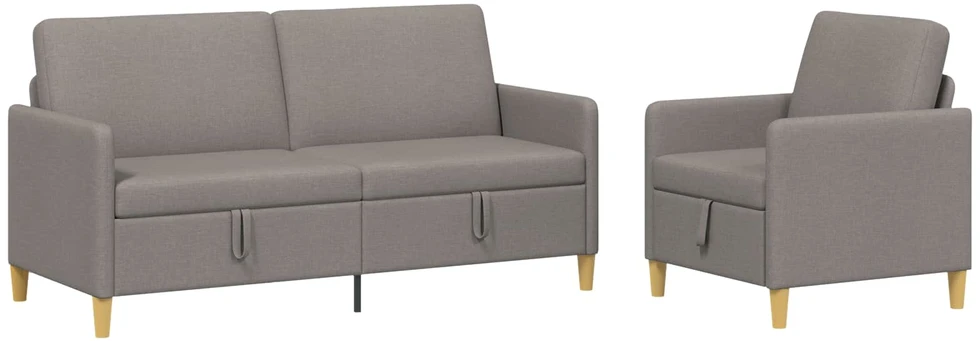 Sofa Sofos komplektas su saugojimu 2 vnt. Taupe Poliesteris