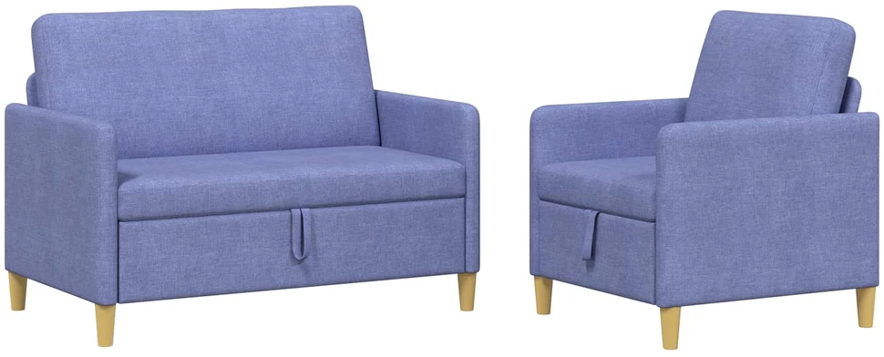 Sofa Sofos komplektas su saugojimu 2 vnt. Džinsinės mėlynos