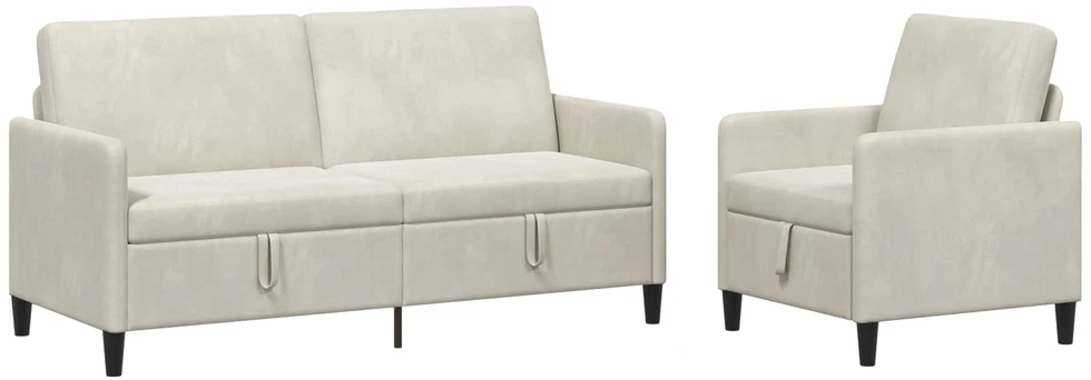 Sofa Sofos komplektas su saugojimu 2 vnt. Kreminė Poliesteris