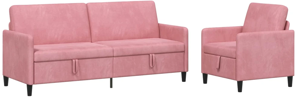 Sofa Sofos komplektas su saugojimu 2 vnt. Rožinė Poliesteris