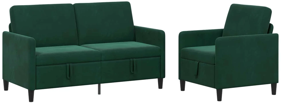 Sofa Sofos komplektas su saugojimu 2 vnt. Tamsiai žalia Poliesteris