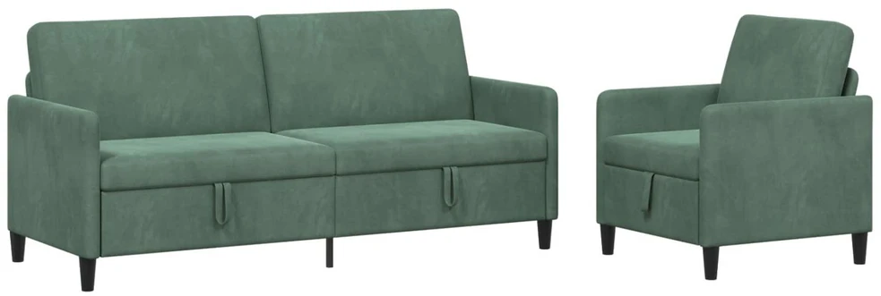 Sofa Sofos komplektas su saugojimu 2 vnt. Jūrinė žalia Poliesteris