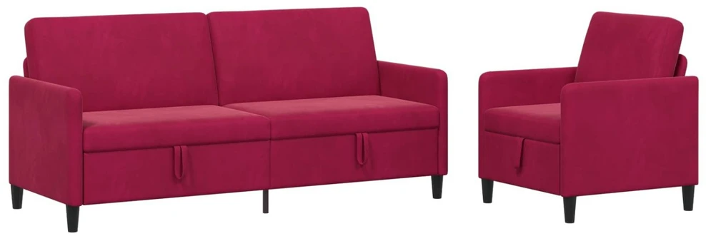 Sofa Sofos komplektas su saugojimu 2 vnt. Vyno raudona Poliesteris