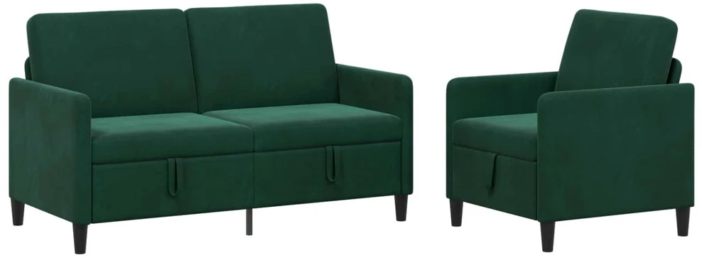 Sofa Sofos komplektas su saugojimu 2 vnt. Tamsiai žalia Poliesteris