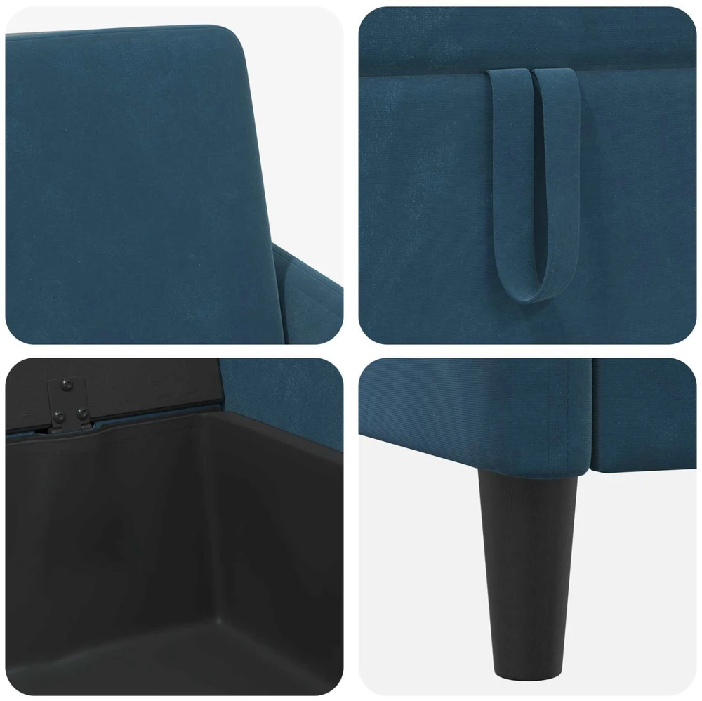 Sofa Sofos komplektas su saugojimu 2 vnt. Mėlyna Poliesteris