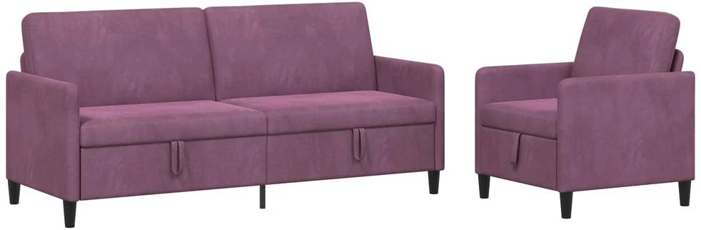 Sofa Sofos komplektas su saugojimu 2 vnt. Violetinė Poliesteris