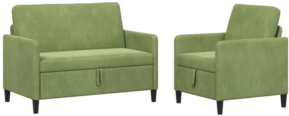 Sofa Sofos komplektas su saugojimu 2 vnt. Šviesiai žalia Poliesteris